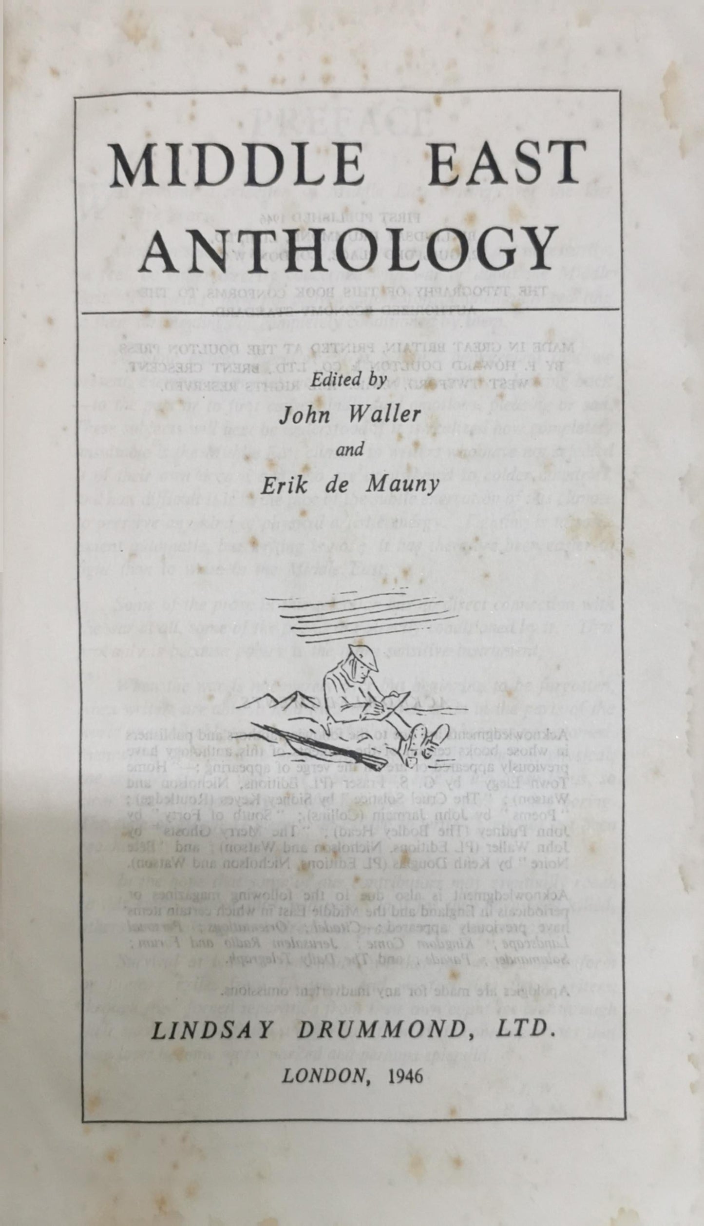 MIDDLE EAST ANTHOLOGY By John Waller and Erik de Mauny