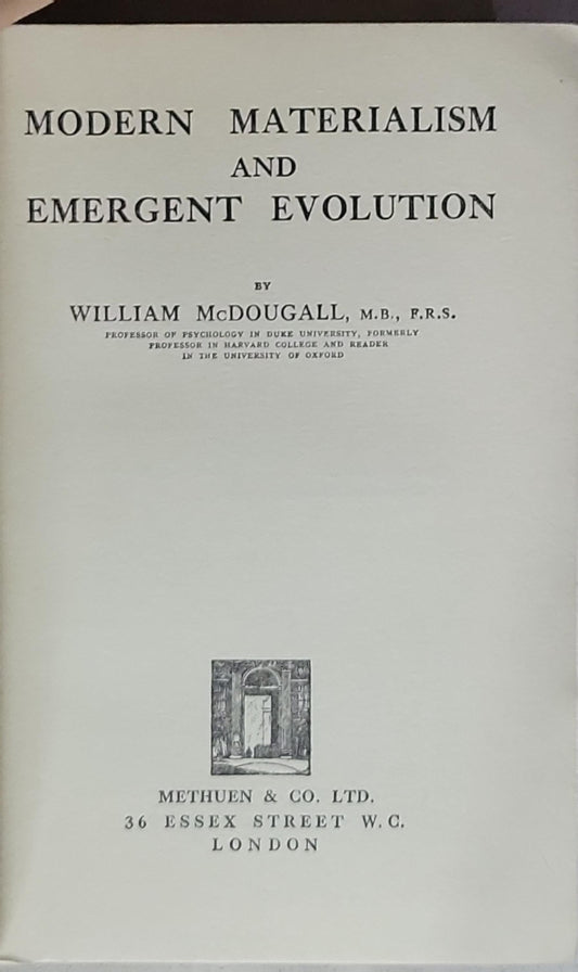 Modern Materialism and Emergent Evolution