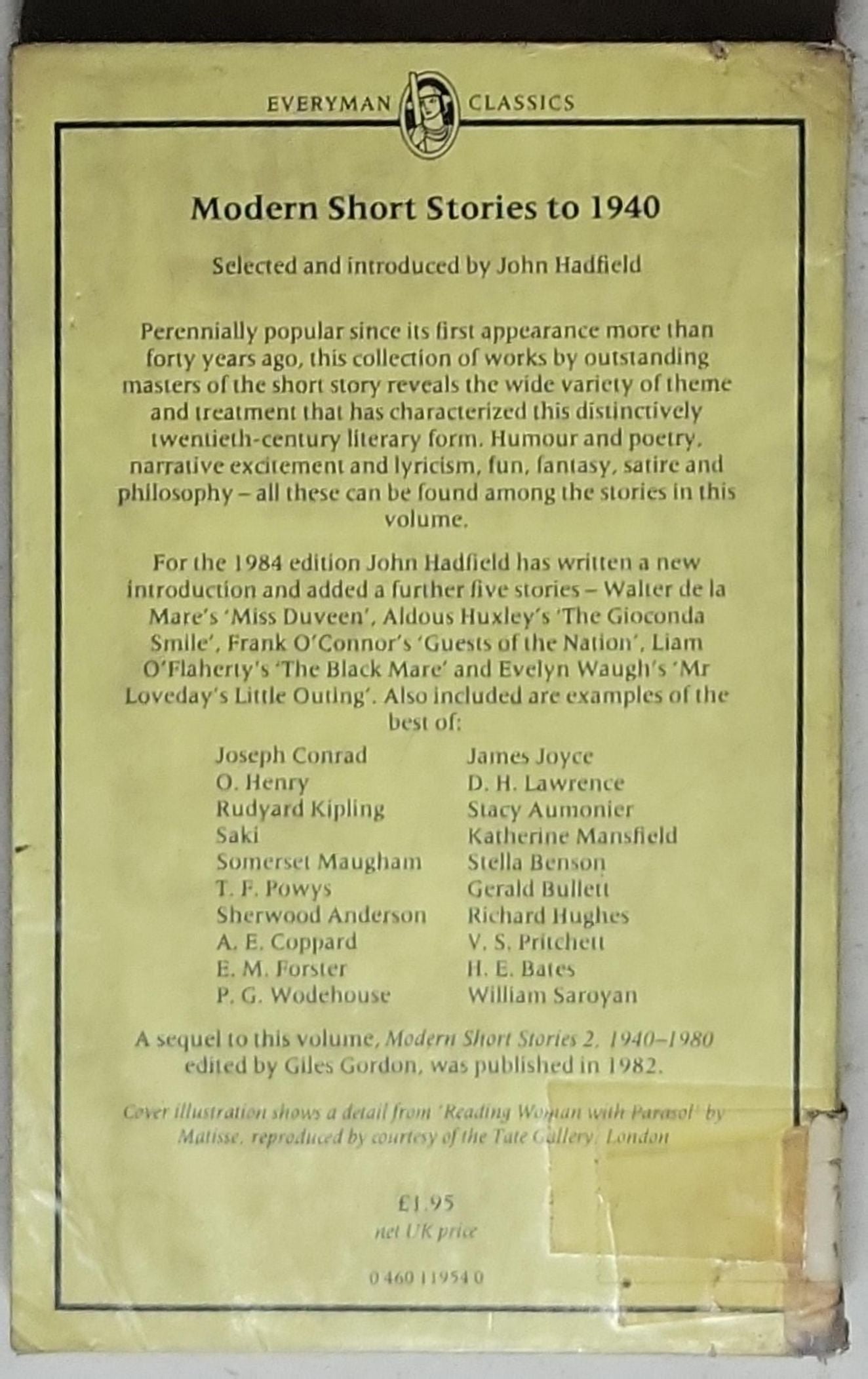 Modern Short Stories to 1940: Selected and introduced by John Hadfield