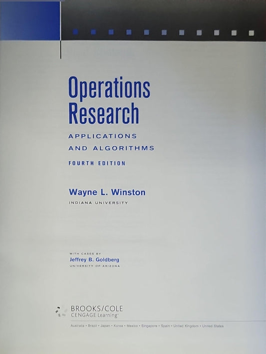 Operations Research: Applications and Algorithms: Applications and Algorithms