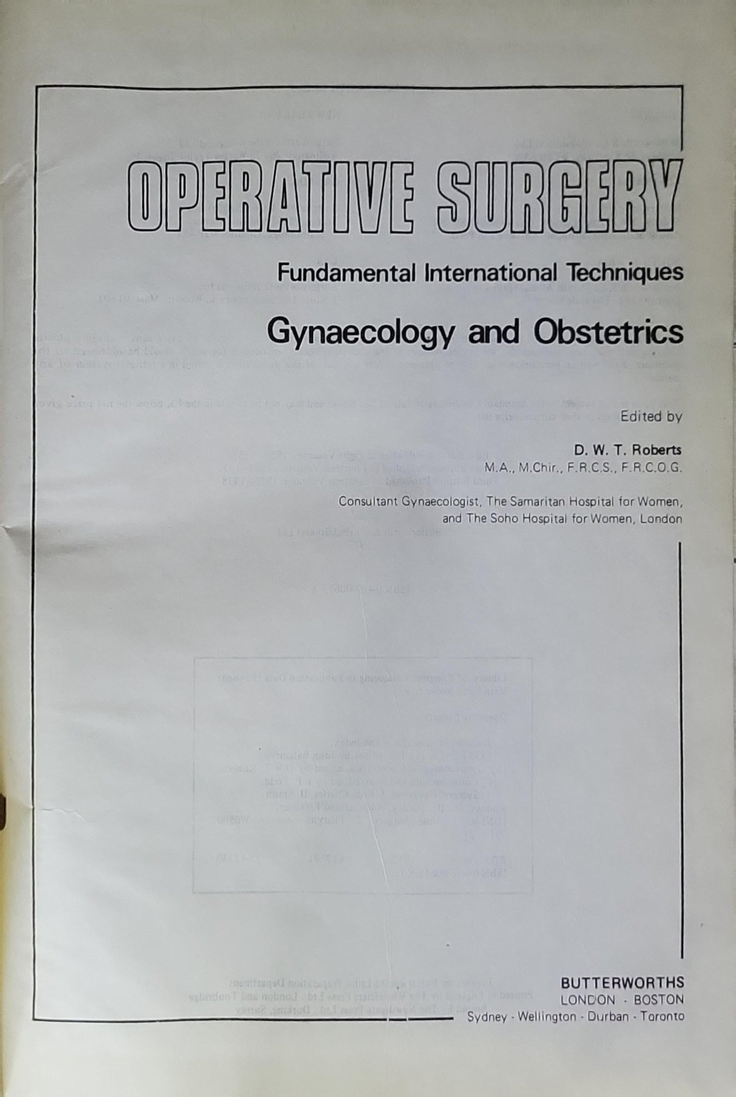 Operative Surgery: Fundamental International Techniques — Gynaecology and Obstetrics