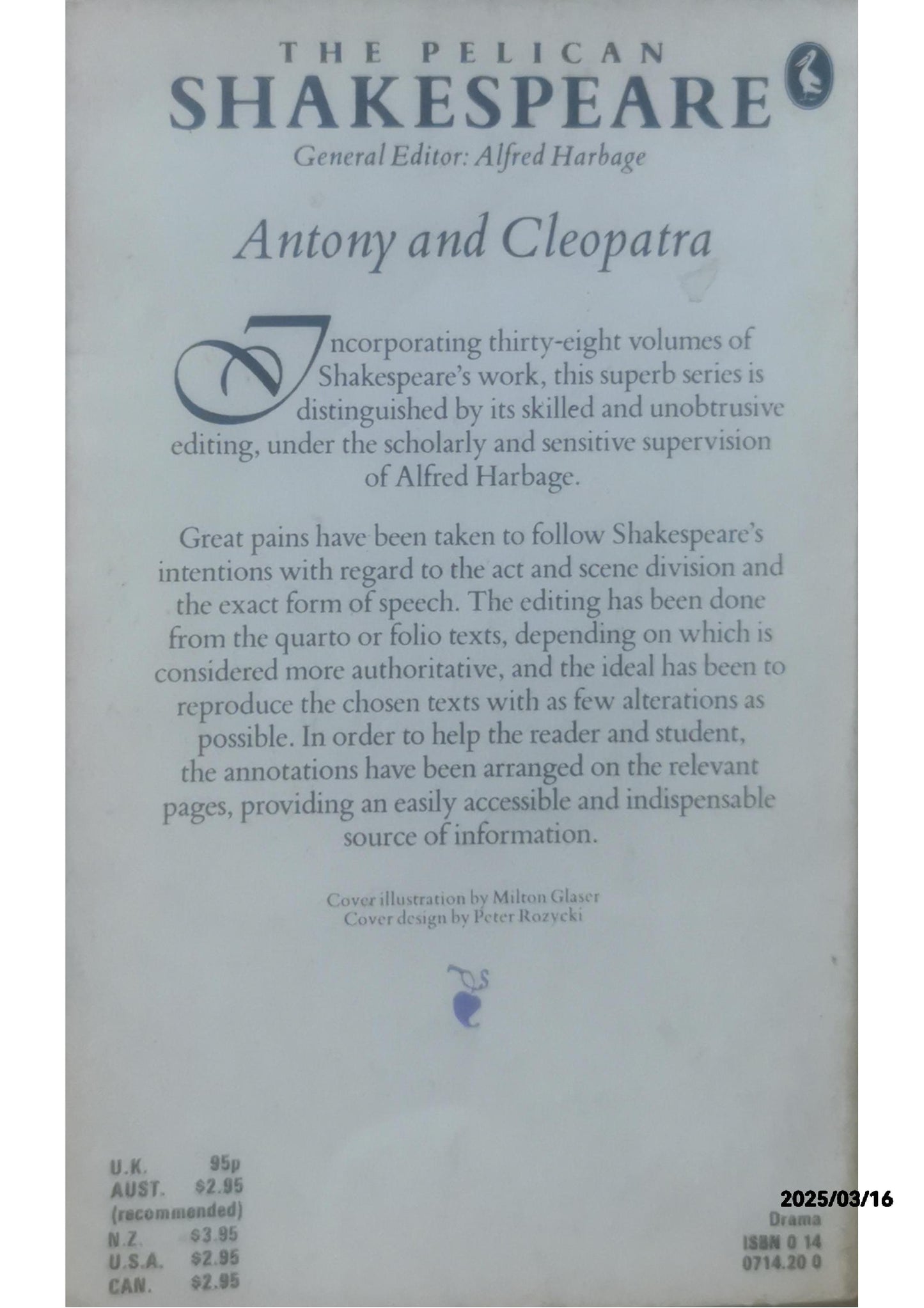 The Pelican Shakespeare: Antony and Cleopatra