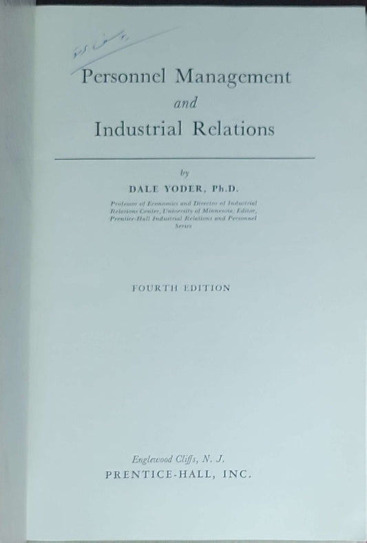 Personnel Management and Industrial Relations: (Fourth Edition)