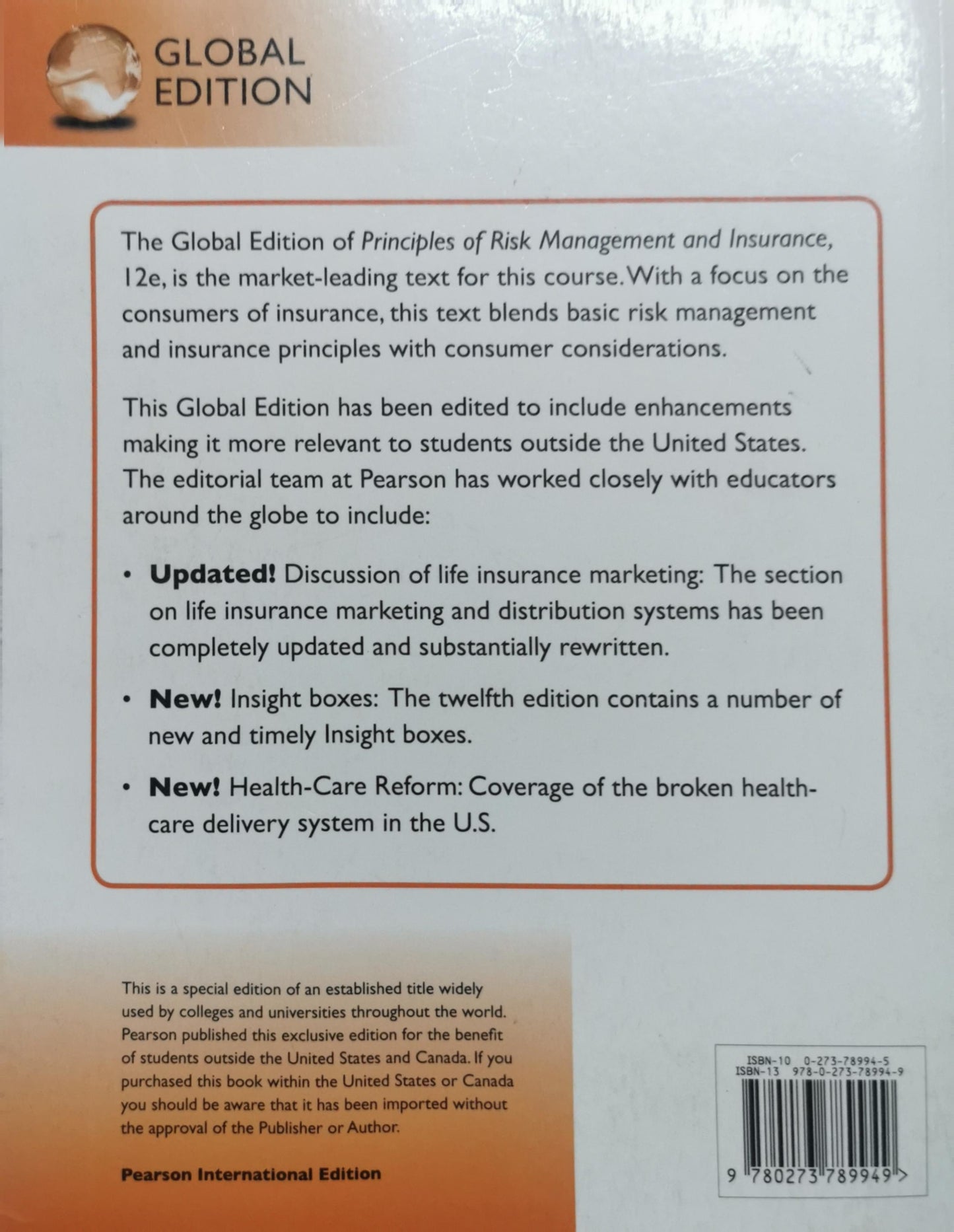 Principles of Risk Management and Insurance By George E. Rejda and Michael J. McNamara