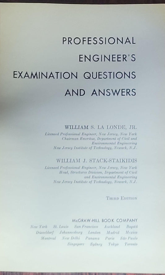 Professional Engineer's Examination Questions and Answers