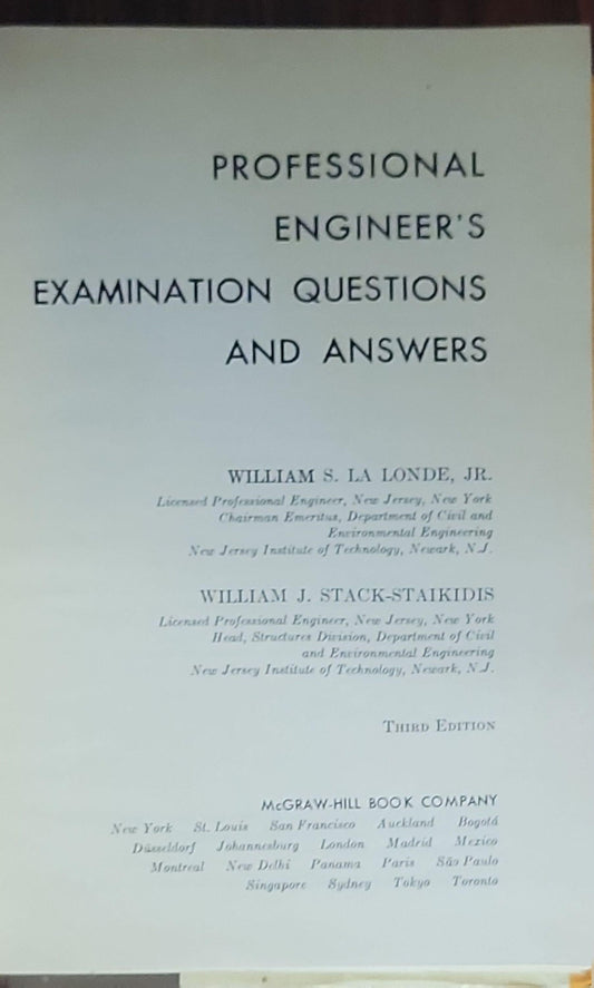 Professional Engineer's Examination Questions and Answers