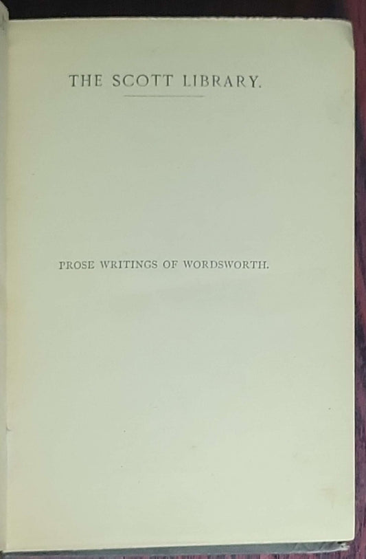 Prose Writings of Wordsworth