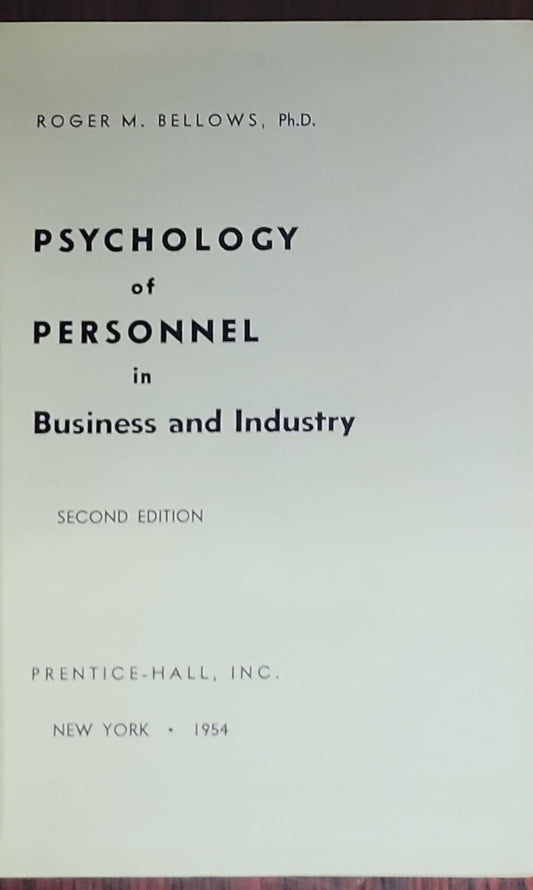 Psychology of Personnel in Business and Industry