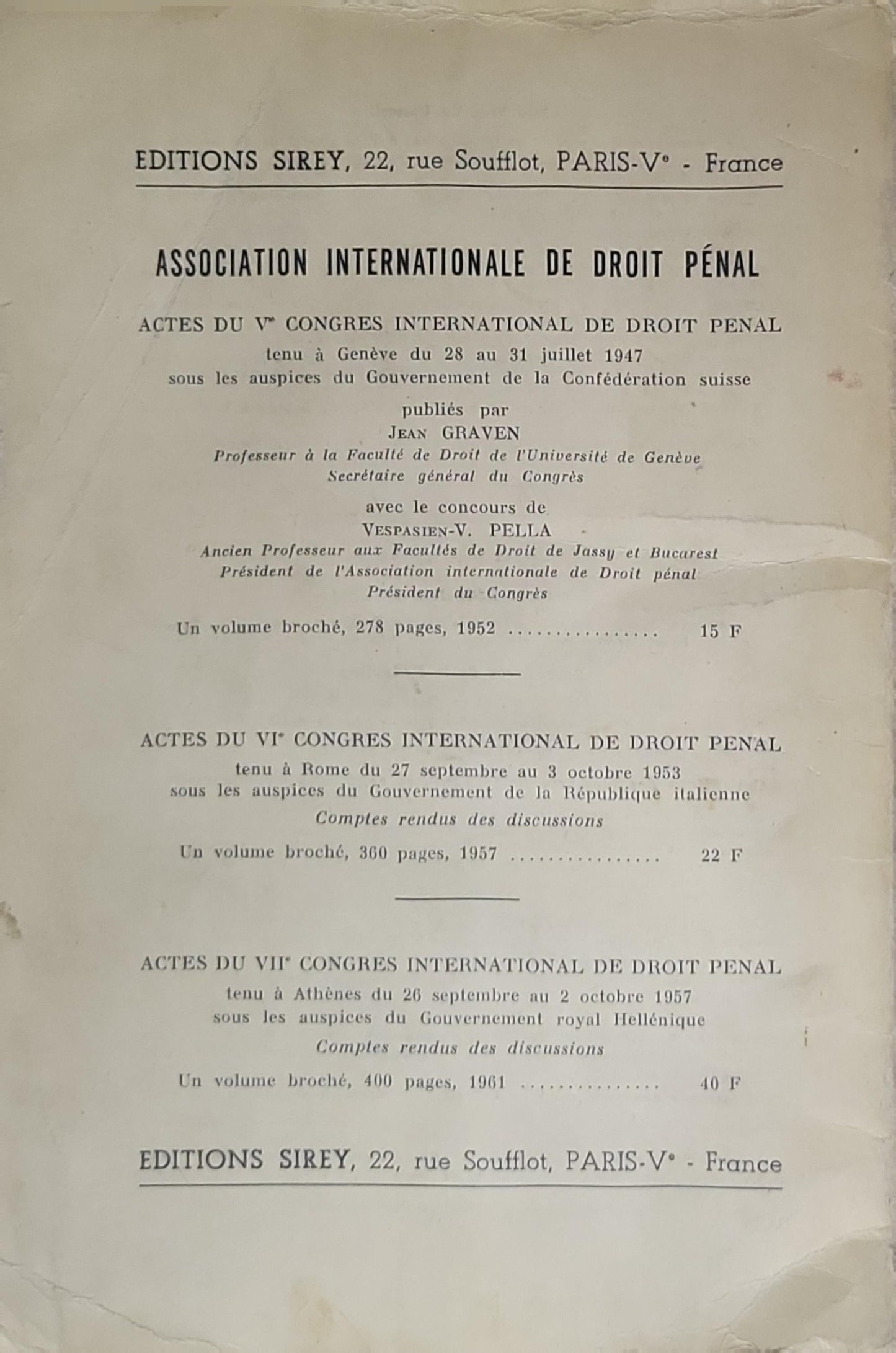 Revue Internationale de Droit Pénal: Bulletin de l'Association Internationale de Droit Pénal