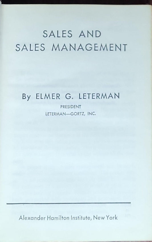 Sales and Sales Management: (Modern business : a series of texts prepared as part of the modern business course and service)