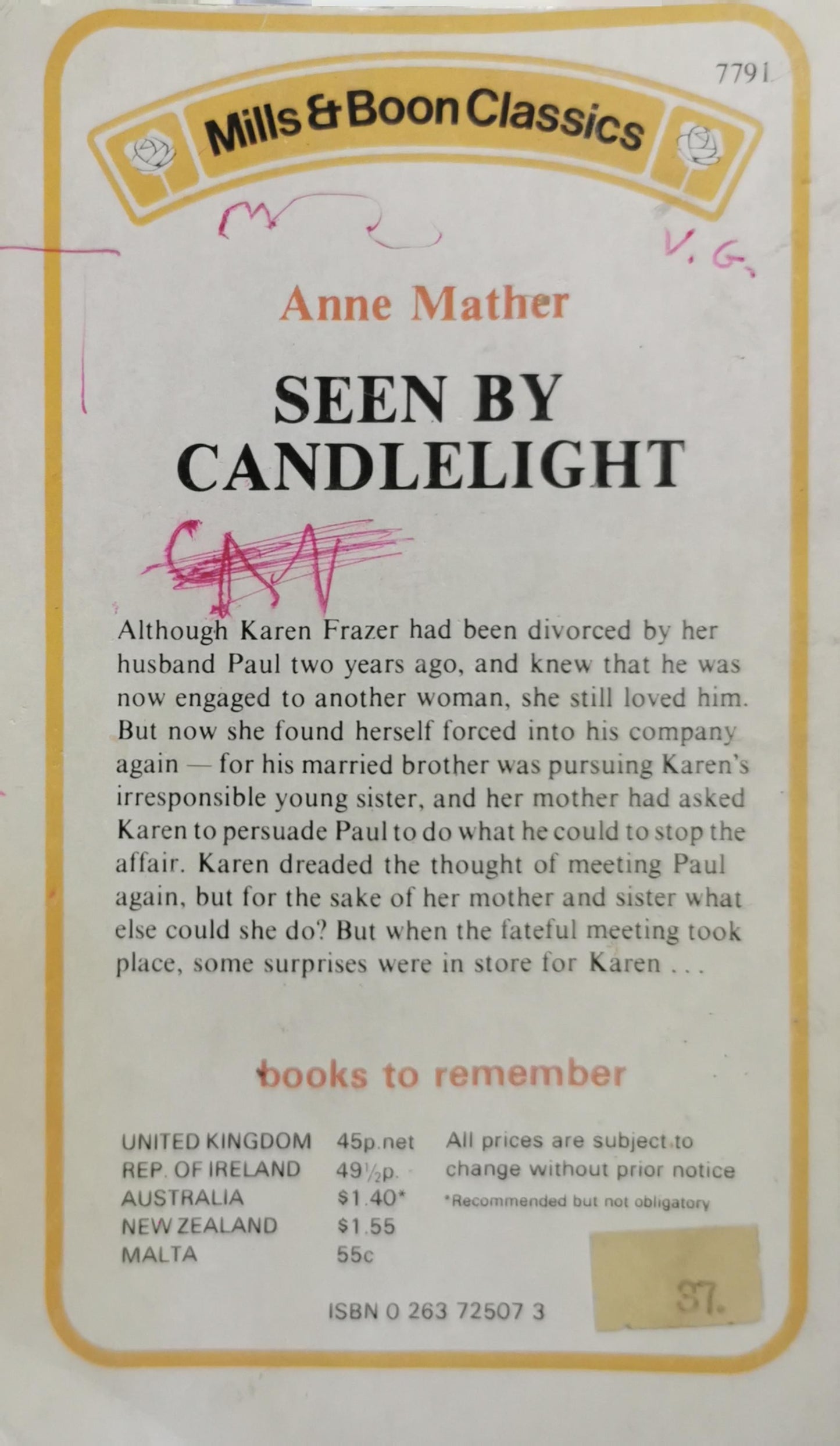 Seen By Candlelight By Anne Mather