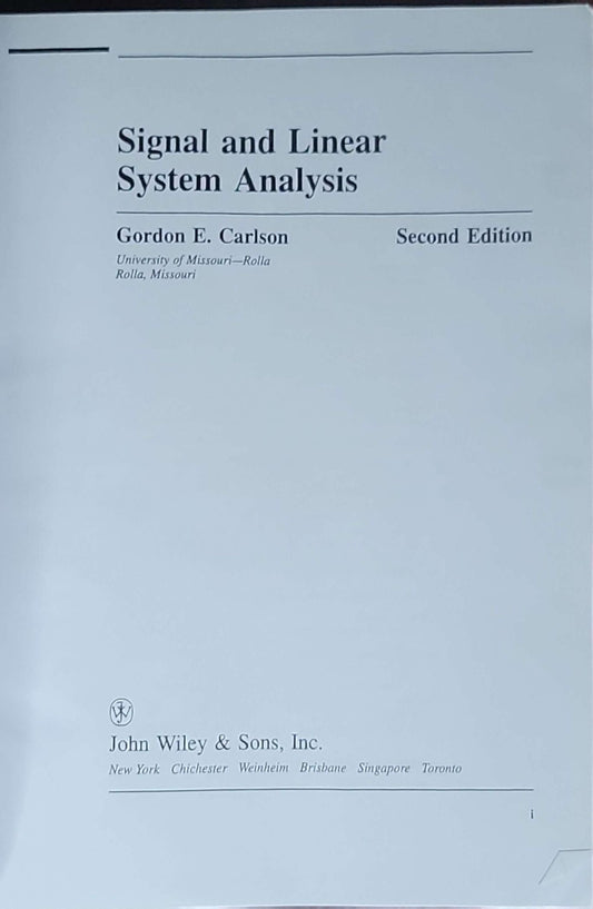 Signal and Linear System Analysis: Second Edition