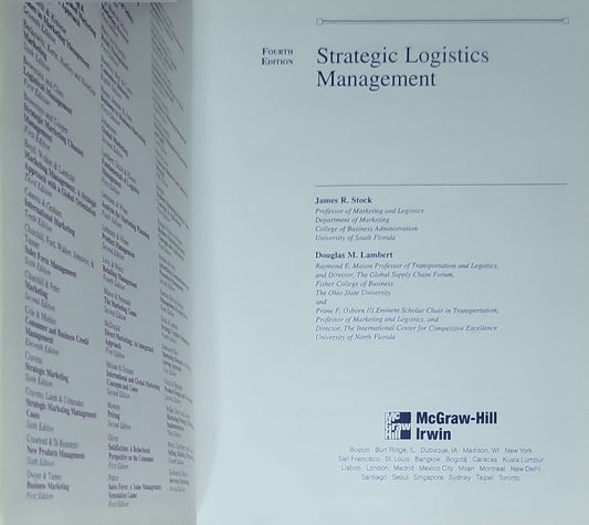 Strategic Logistics Management: Fourth Edition