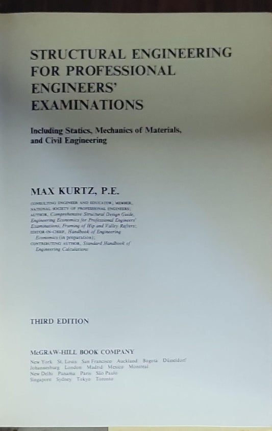 STRUCTURAL ENGINEERING FOR PROFESSIONAL ENGINEERS' EXAMINATIONS