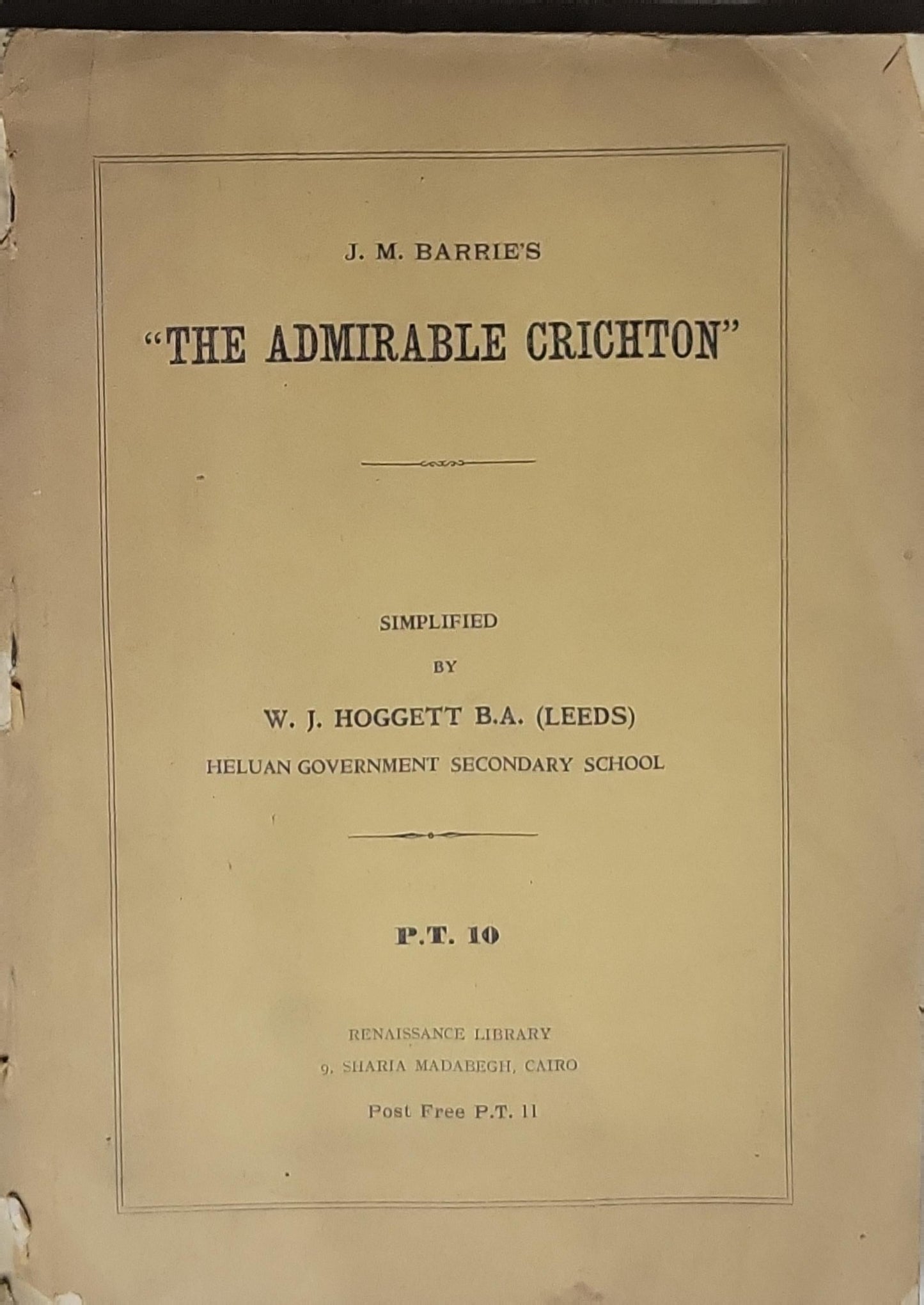 The Admirable Crichton: Simplified by W. J. Hoggett B.A. (Leeds)
