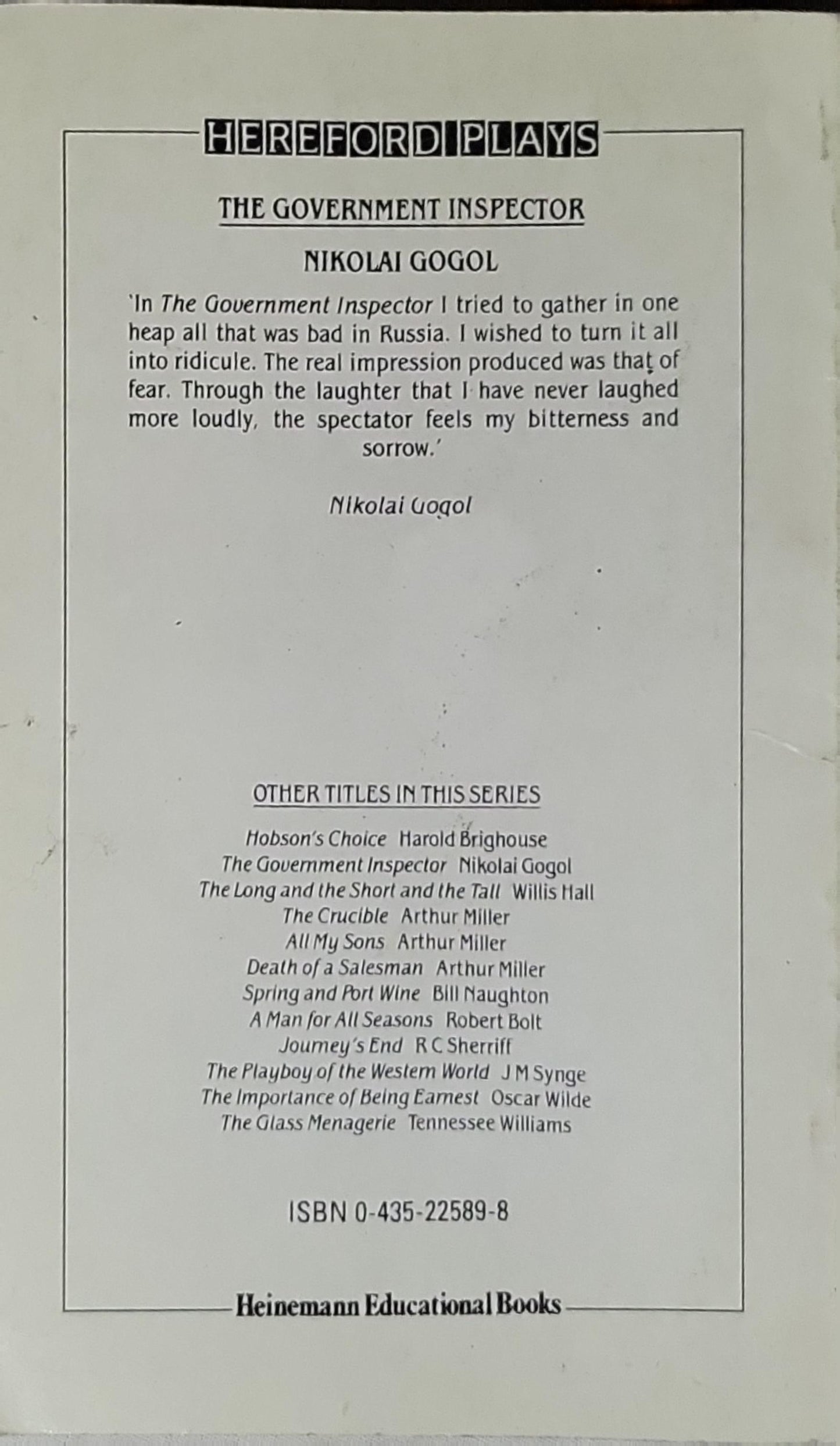 The Government Inspector: Hereford Plays edition By Nikolai Gogol