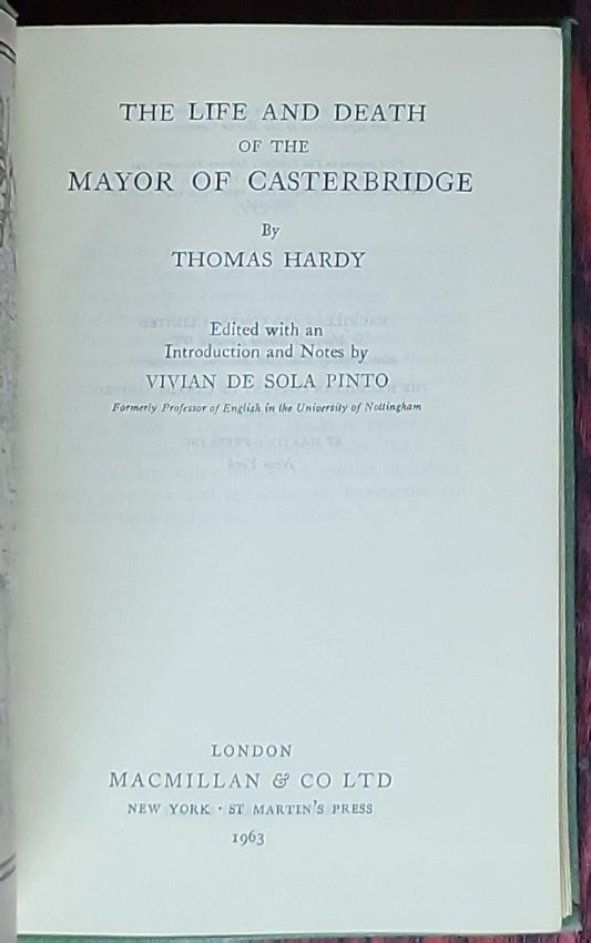 The Life and Death of the Mayor of Casterbridge: a story of a man of character (as listed in some Macmillan imprints)