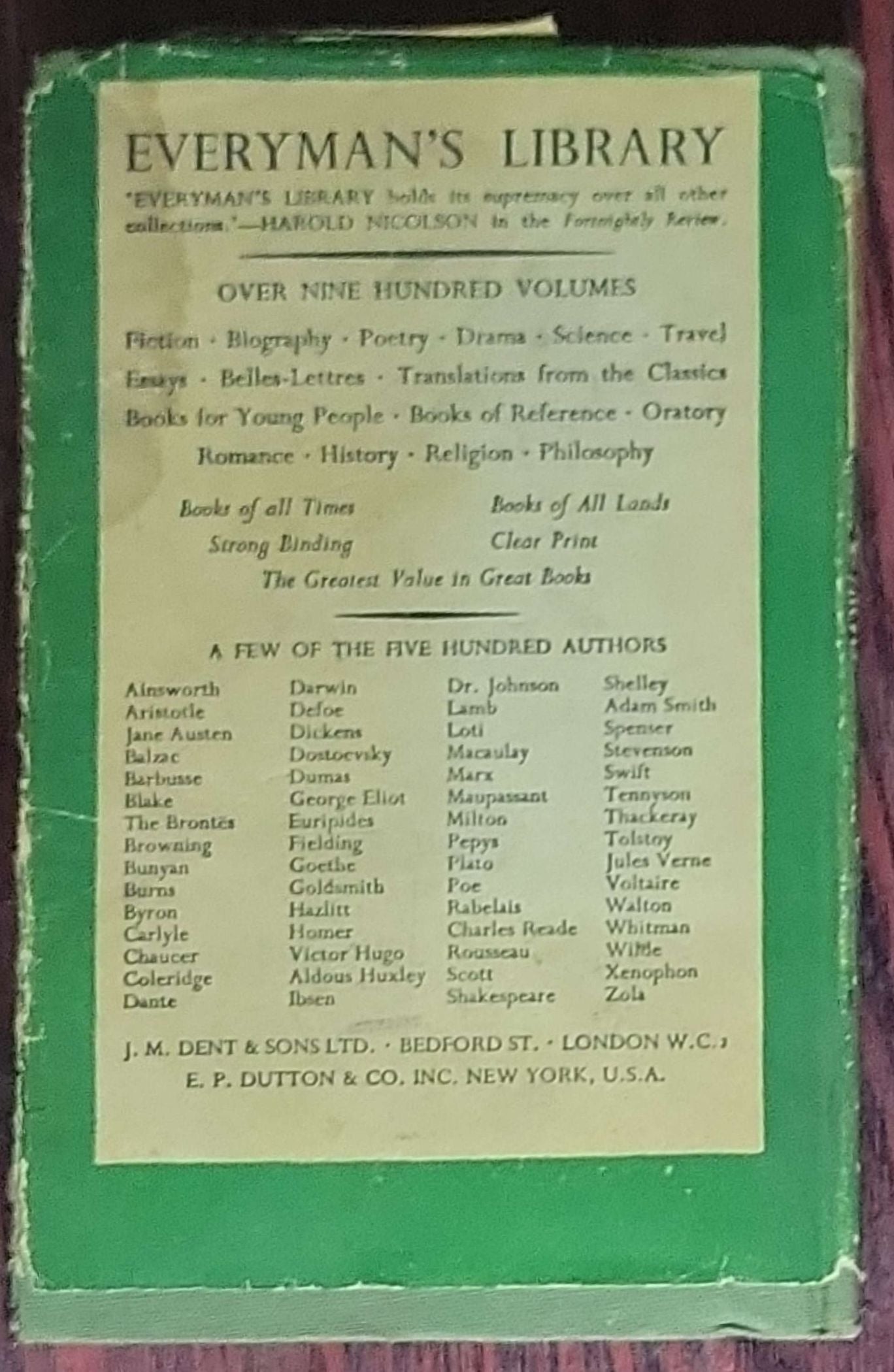 The longer poems of William Wordsworth: (Everyman’s Library, No. 311; edition with green cloth binding)