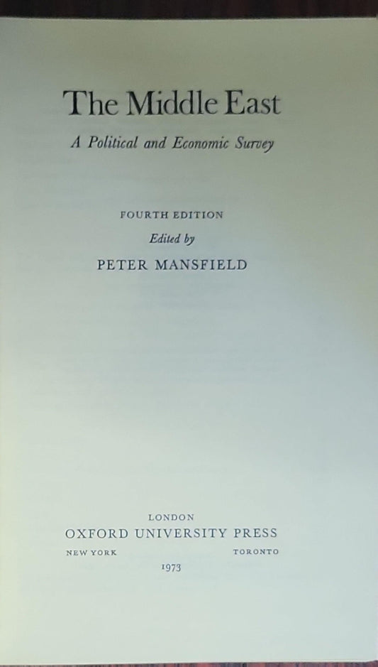 The Middle East: A Political and Economic Survey