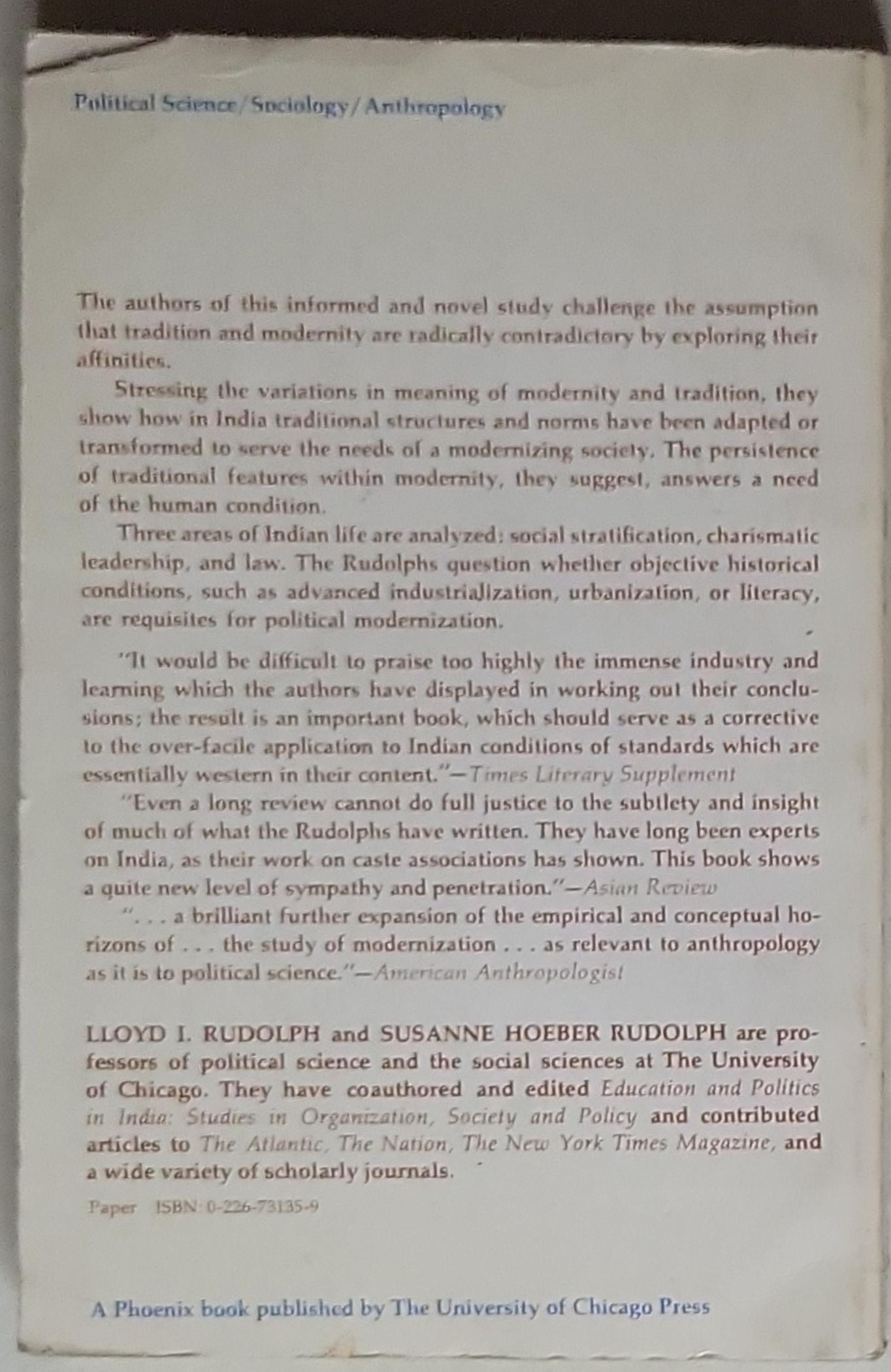 The Modernity of Tradition: Political Development in India (Midway Reprint Series)