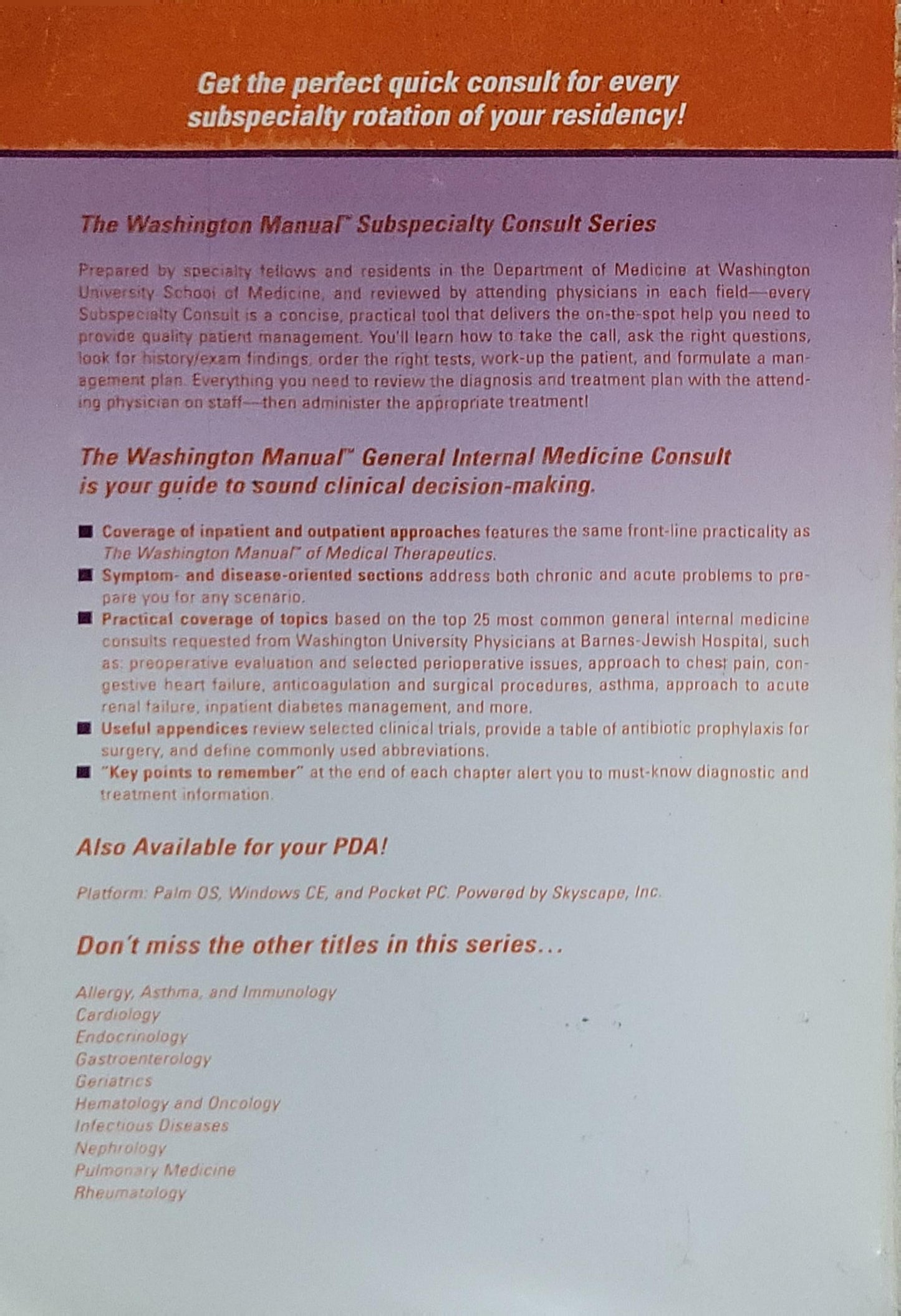 The Washington Manual® General Internal Medicine Consult: The Washington Manual® Subspecialty Consult Series