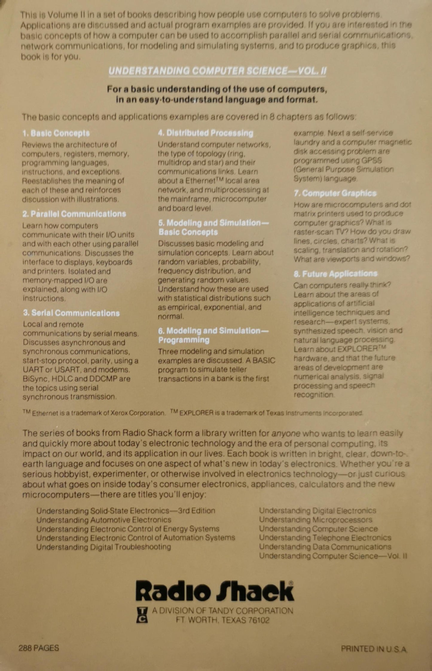 Understanding Computer Science—Vol. II By Radio Shack