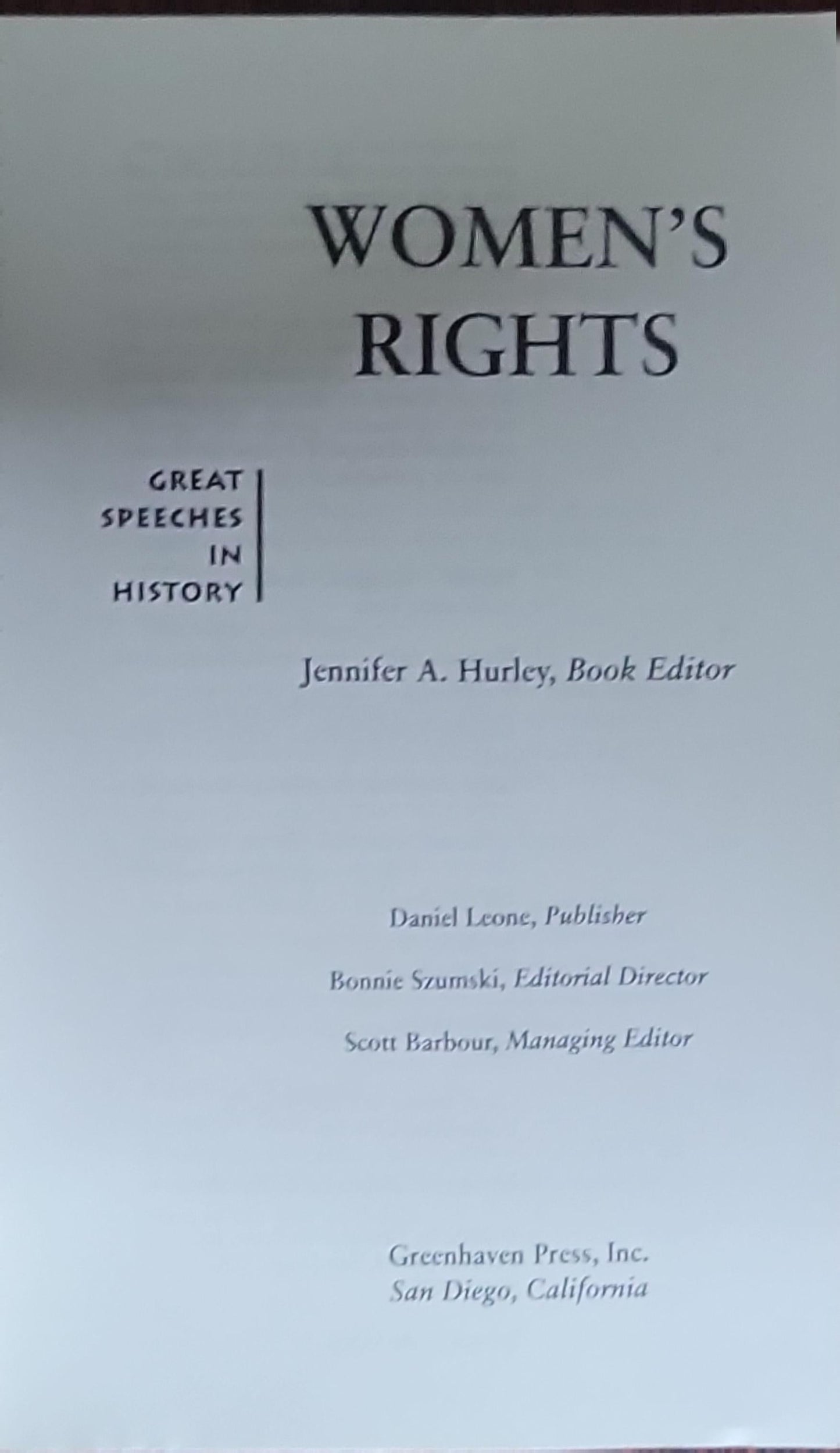 WOMEN'S RIGHTS: GREAT SPEECHES IN HISTORY