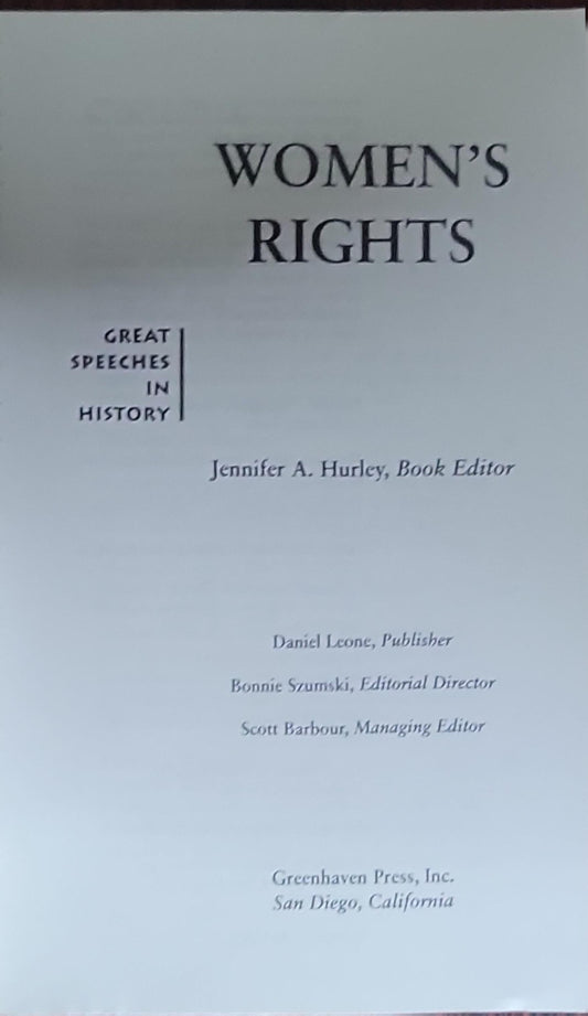 WOMEN'S RIGHTS: GREAT SPEECHES IN HISTORY