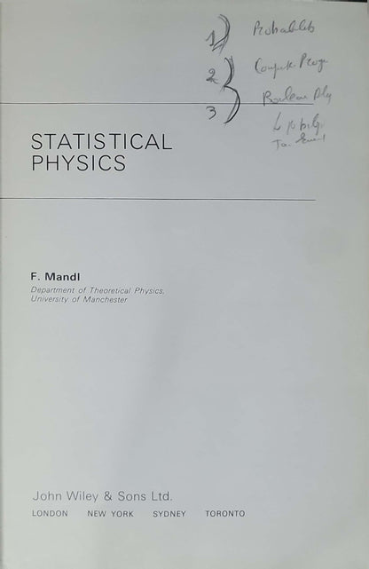 Statistical Physics By F. Mandl