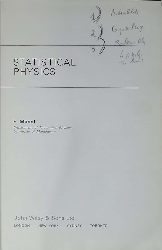 Statistical Physics By F. Mandl