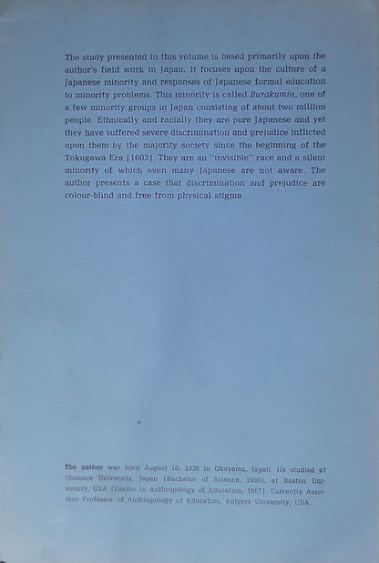 Burakumin: A Japanese Minority and Education (1971) By Nobuo Shimahara