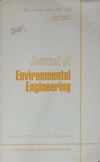 Journal of Environmental Engineering (1992): Vol. 118 No. 6, Nov/Dec 1992