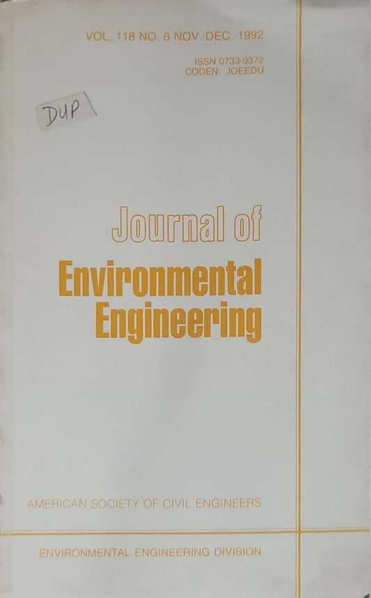 Journal of Environmental Engineering (1992): Vol. 118 No. 6, Nov/Dec 1992