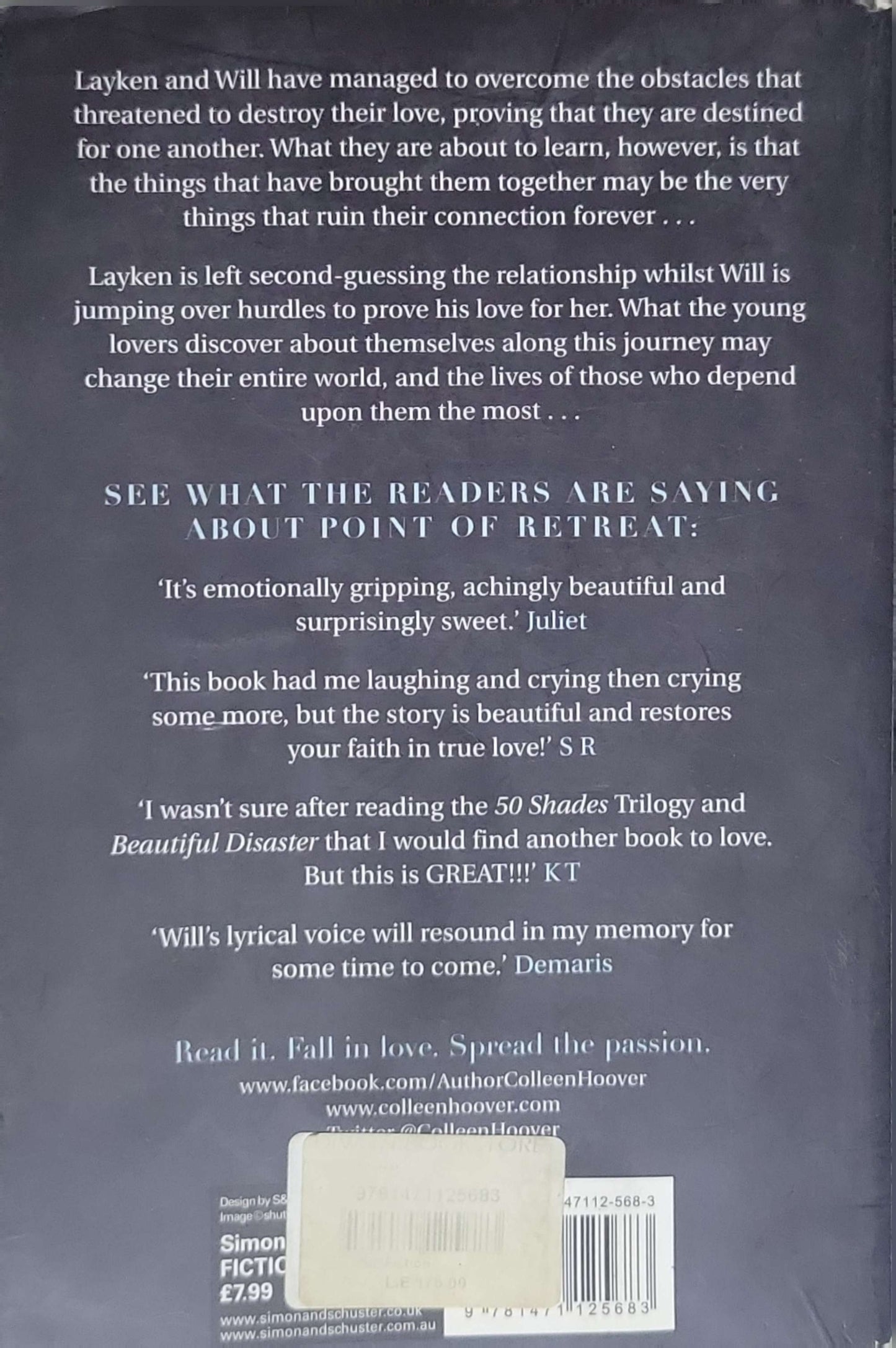 Point of Retreat (2013): Paperback edition (Simon & Schuster UK, 2013) By Colleen Hoover