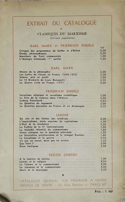 Manifeste du Parti Communiste By Karl Marx and Friedrich Engels