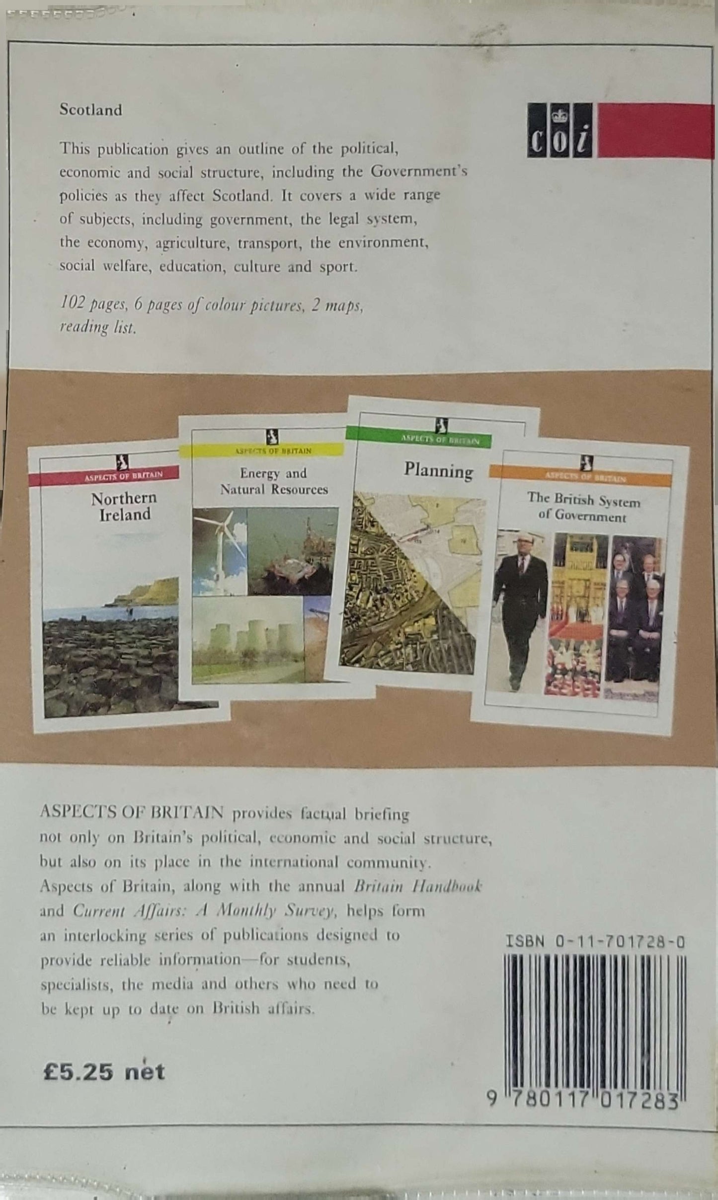 Scotland (1993): Aspects of Britain By Great Britain. Central Office of Information. Reference Services