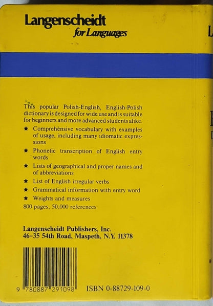 Langenscheidt's Pocket Polish Dictionary (1985): English–Polish, Polish–English By Tadeusz Grzebieniowski