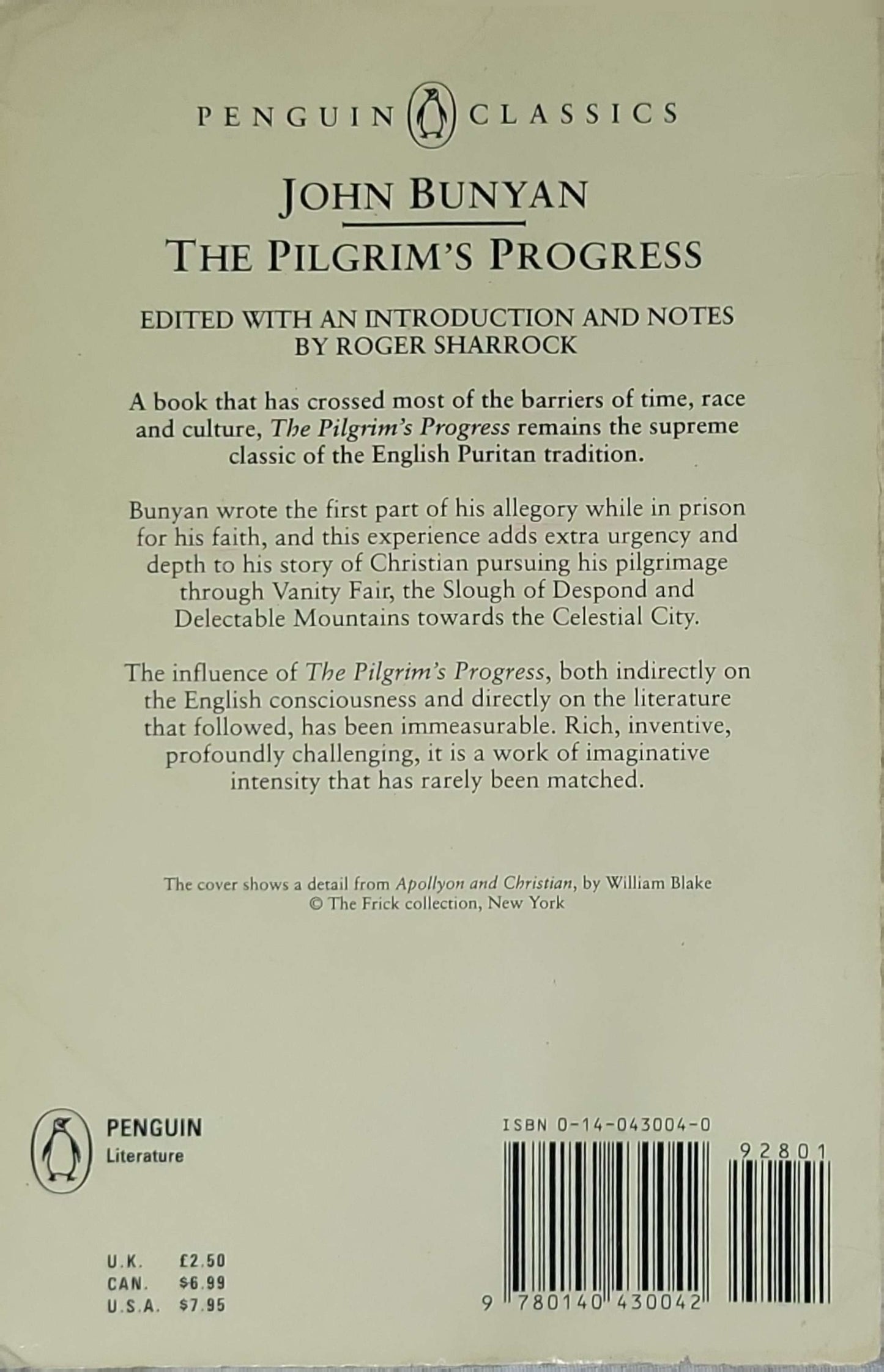 The Pilgrim's Progress: Edited with an Introduction and Notes by Roger Sharrock By John Bunyan and Roger Sharrock (editor)