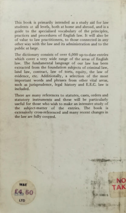 A Dictionary of Law By L. B. Curzon