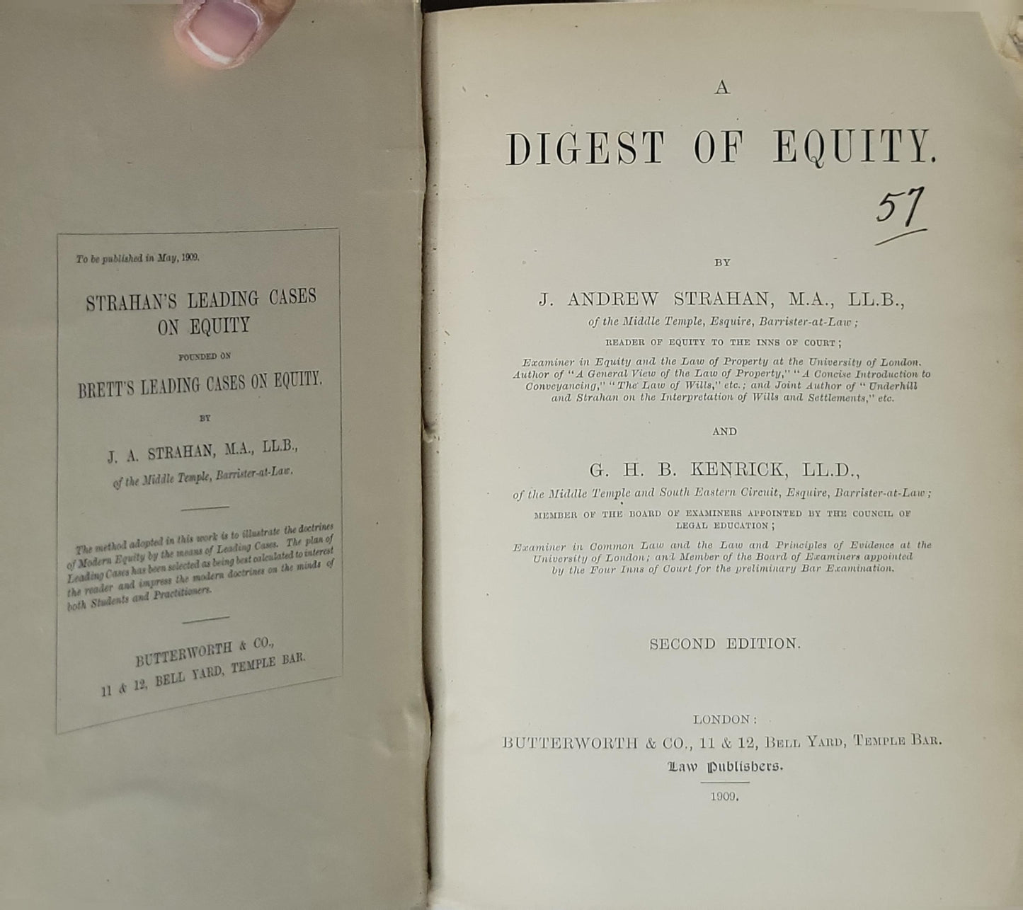 A Digest of Equity.: Second Edition By J. Andrew Strahan and G. H. B. Kenrick