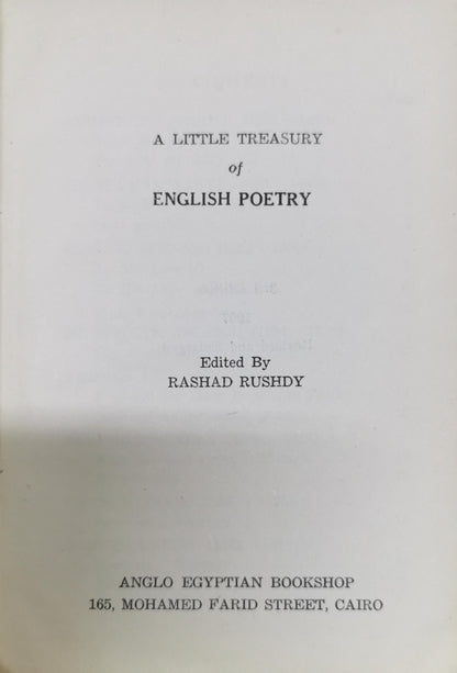 A Little Treasury of English Poetry By Rashad Rushdy