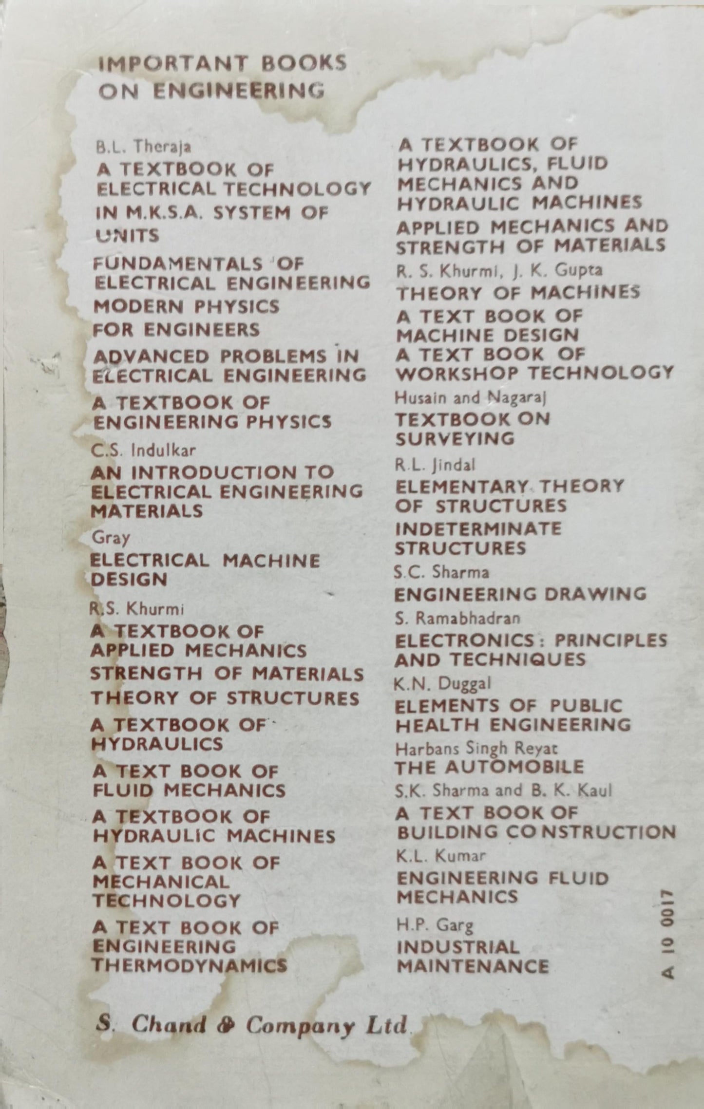 A Text Book of Fluid Mechanics: MKS and SI Units By R. S. Khurmi