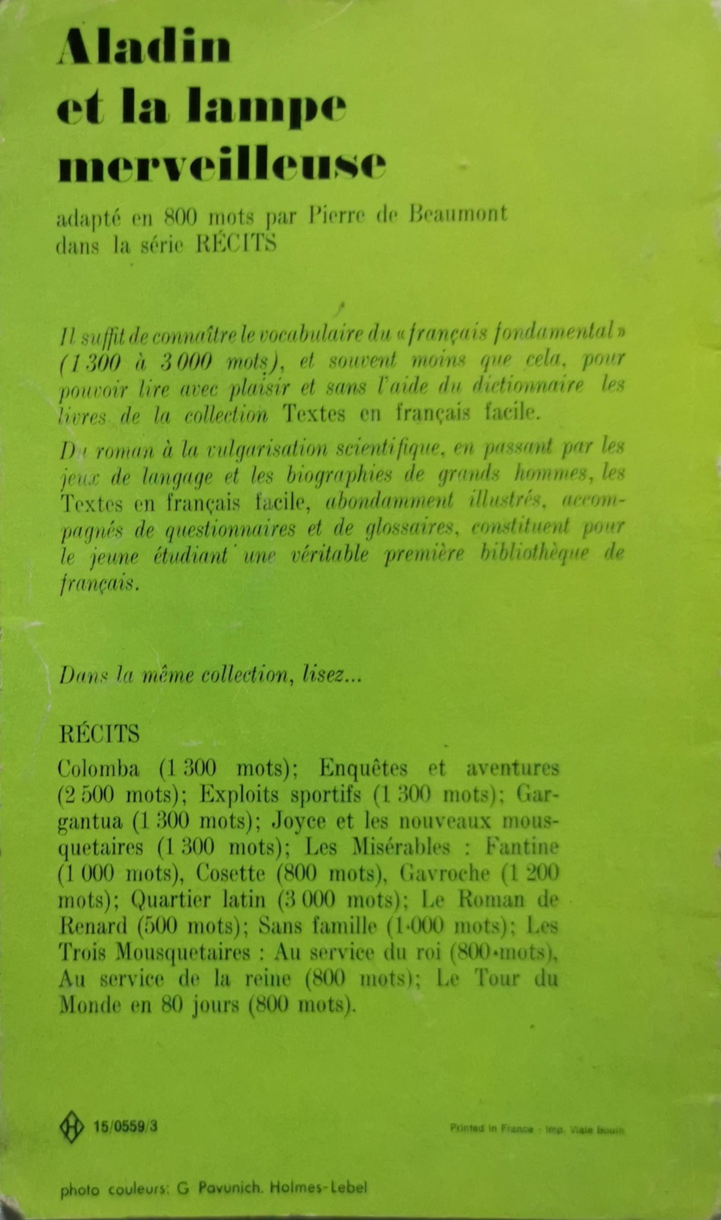 Aladin et la lampe merveilleuse: Textes en français facile By Pierre de Beaumont
