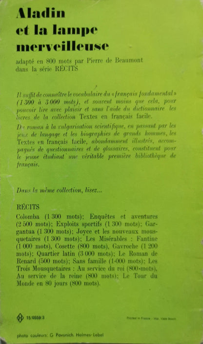 Aladin et la lampe merveilleuse: Textes en français facile By Pierre de Beaumont