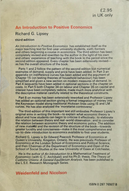 An Introduction to Positive Economics By Richard G. Lipsey