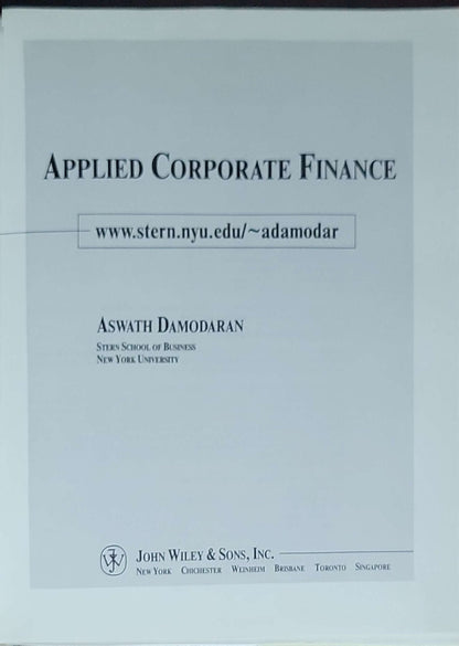 Applied Corporate Finance: A User's Manual: (1st edition)