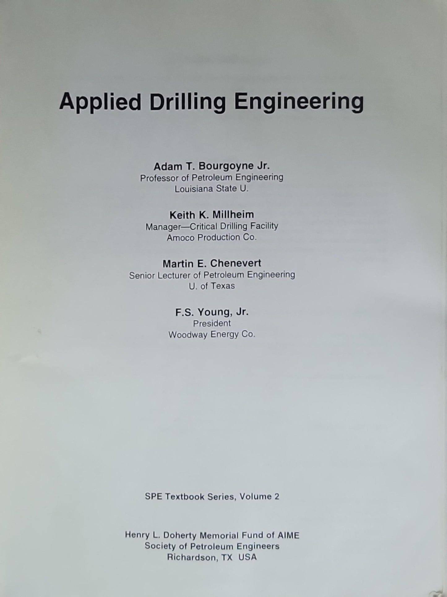 Applied Drilling Engineering