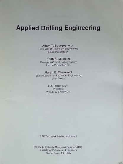 Applied Drilling Engineering