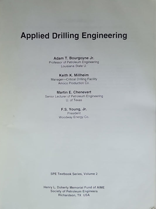 Applied Drilling Engineering