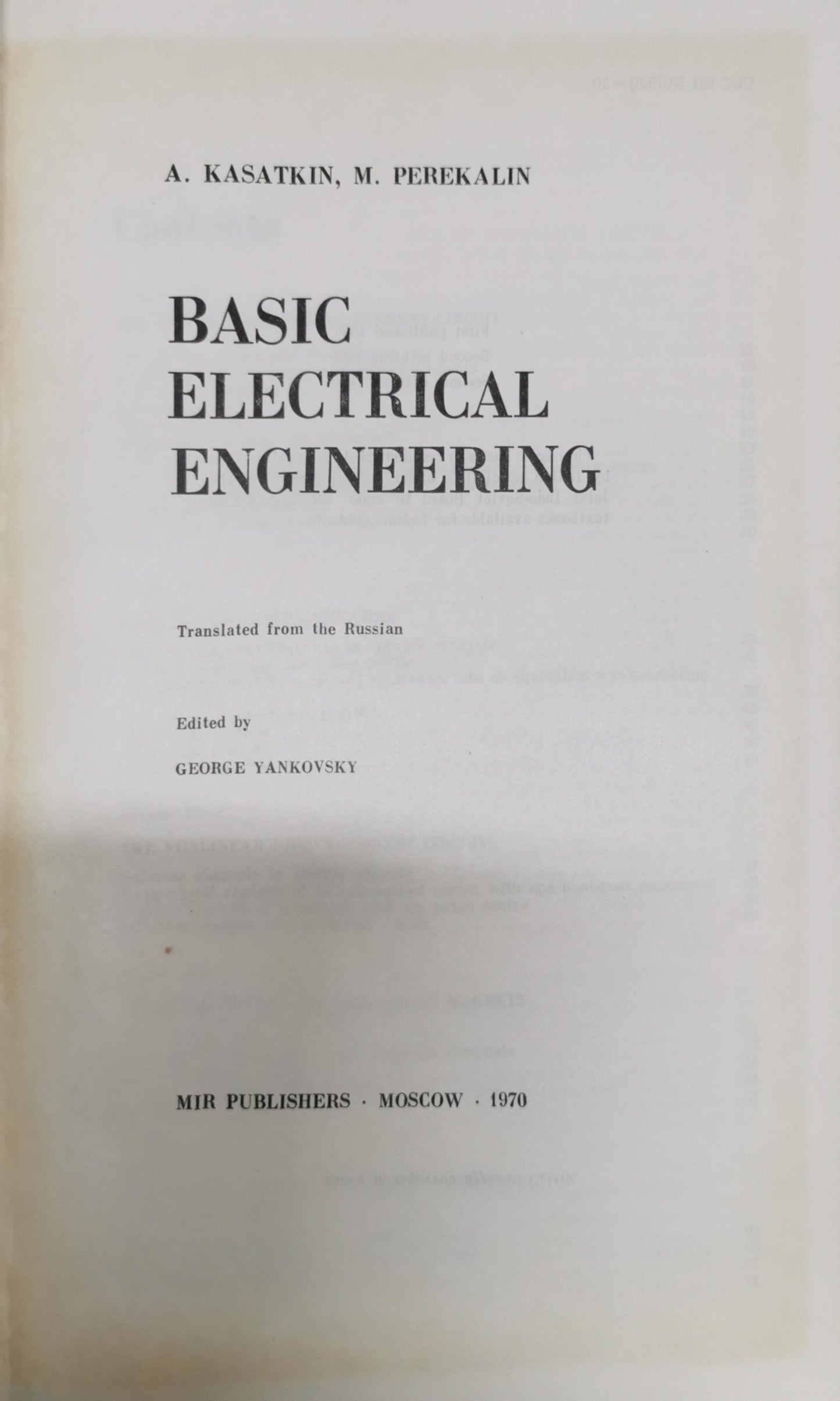 BASIC ELECTRICAL ENGINEERING By A. Kasatkin and M. Perekalin